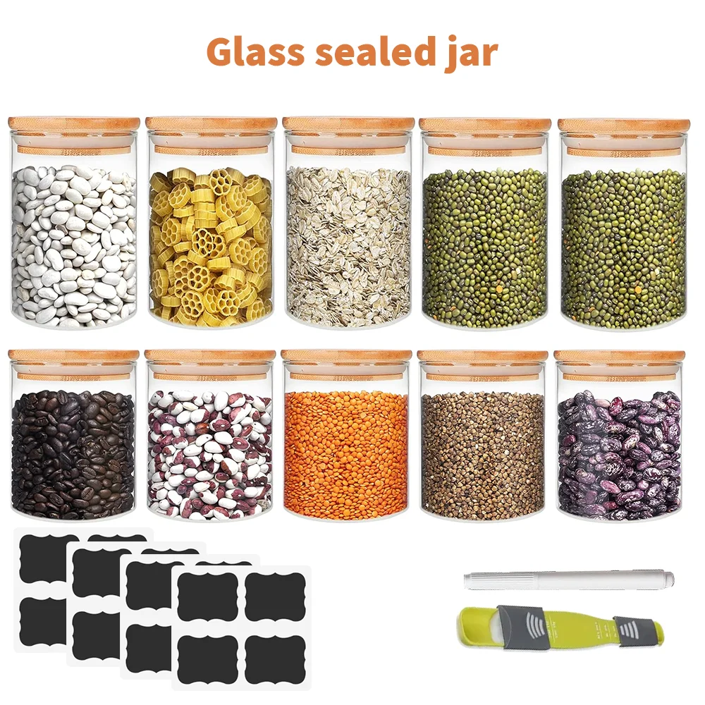 BambooSeal | Glass Spice Jars - 10-Piece Set & Bamboo Lids - Image 5
