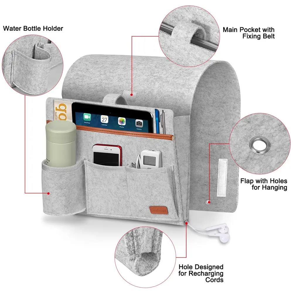 Luxury felt sofa organiser for remotes and tablets