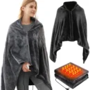 Discover the ultimate versatile warmth with the Wearable USB Heated Blanket, a premium 9-Zone Plush Coral Velvet Heating Shawl designed for modern British living.